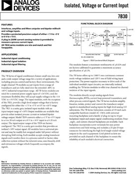 7B30. Isolated millivolt/Voltage Input Signal Conditioning Module - 3 Hz Bandwidth