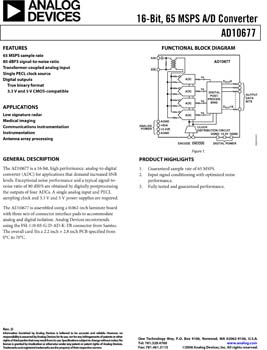 AD10677. 16 Bit, 65 MSPS A/D Converter