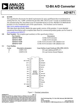 AD1671S. Aerospace 12-Bit 1.25 MSPS ADC