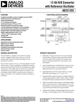 AD2S1205. 12-Bit R/D Converter with Reference Oscillator 