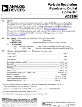 AD2S80S. Aerospace Variable Resolution Resolver-to-Digital Converter