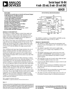 AD420. Serial Input 16-Bit, 4-20 mA, 0-20 mA DAC
