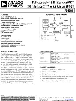 AD5061. 3 V/5 V, 16-Bit Vout nanoDAC(r) Converter, Output Buffered, in a Sot 23
