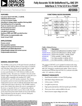 AD5066. Fully Accurate 16-Bit UnBuffered Vout DAC SPI Interface 2.7 V to 5.5 V in a TSSOP