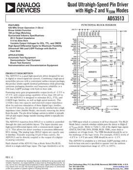 AD53513. Ultrahigh-speed Quad Pin Driver with High-Z and Vterm Modes