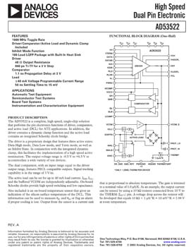 AD53522. High Speed, Dual DCL (Driver/Comparator/Load) In A Single Chip Solution