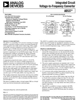 AD537. Integrated Circuit Voltage-to-Frequency Converter