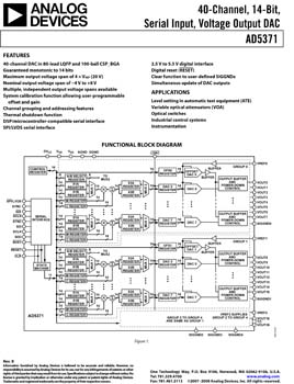 AD5371. 40-Channel, 14-Bit, Serial Input, Voltage Output DAC