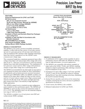 AD548. Precision, Low Power BiFET Op Amp