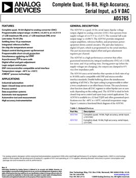AD5765. Complete Quad, 16-Bit, High Accuracy, Serial Input, ±5 V DAC