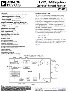 AD5933. 1 MSPS, 12 Bit Impedance Converter Network Analyzer