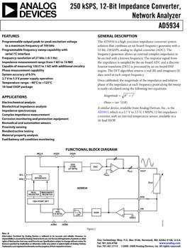 AD5934. 250 kSPS 12-Bit Impedance Converter Network Analyzer