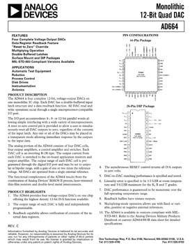 AD664. Monolithic 12-Bit Quad DAC