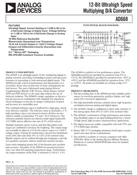 AD668. 12-Bit Ultrahigh Speed Multiplying D/A Converter