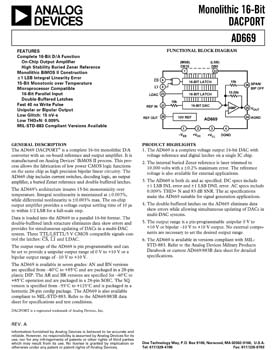 AD669. Monolithic 16-Bit DACPORT