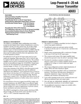 AD693. Loop-Powered 4-20 mA Sensor Transmitter