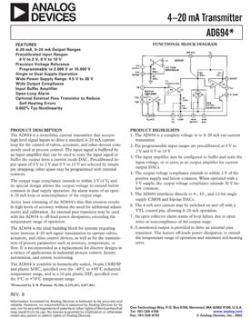AD694. 4-20mA Monolithic Current Transmitter