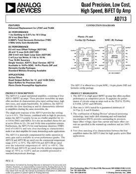 AD713. Quad Precision, Low Cost, High Speed, BiFET Op Amp