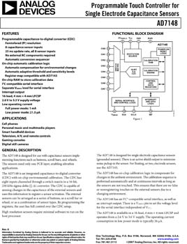 AD7148. CapTouch(r) Programmable Controller for Single-Electrode Capacitance Sensors