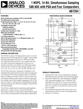 AD7264. True Differential, Dual, 1 MSPS, 14-Bit/12-Bit, 2-Channel SAR ADC With PGA