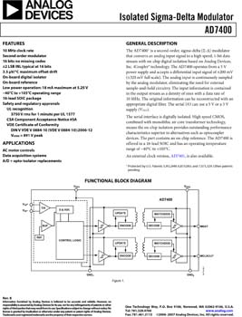 AD7400. Isolated Sigma-Delta Modulator