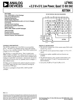 AD7564. +3.3 V/+5 V, Low Power, Quad 12-Bit CMOS DAC