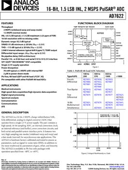 AD7622. 16-Bit, 1.5 LSB INL, 2 MSPS PulSAR(r) ADC
