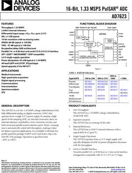 AD7623. 16-Bit, 1.33 MSPS PulSAR(r) A/D Converter