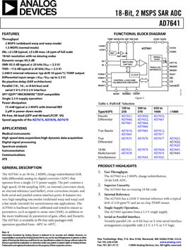 AD7641. 18-Bit, 2 MSPS SAR ADC
