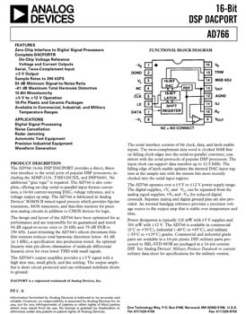 AD766. 16-Bit Current-Steering DAC with Voltage Reference