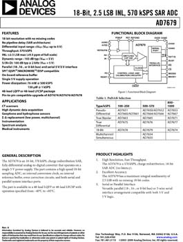 AD7679. 18-Bit, 570 kSPS PulSAR(r) A/D Converter