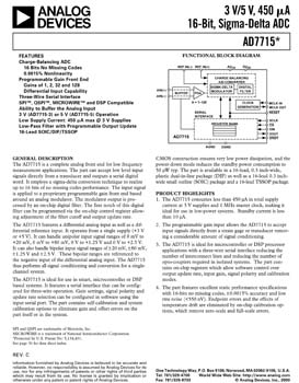 AD7715. 3 V/5 V, 450 µA, 16-Bit Sigma-Delta ADC