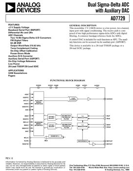AD7729. 3 V, Dual Sigma-Delta ADC with Auxiliary DAC