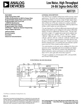 AD7731. Low Noise, High Throughput 24-Bit Sigma-Delta ADC