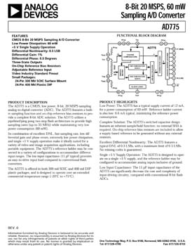 AD775. 8-Bit 20 MSPS, 60 mW Sampling A/D Converter