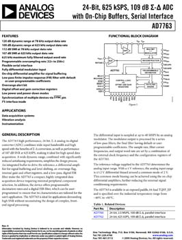 AD7763. Serial Interface, 625 kSPS, 24-Bit Sigma-Delta A/D Converter