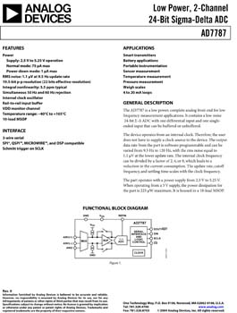AD7787. Low Power, 2-Channel 24-Bit Sigma-Delta ADC