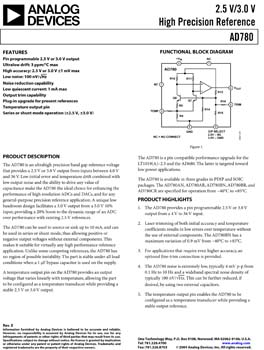 AD780. 2.5 V/3.0 V Ultrahigh Precision Bandgap Voltage Reference