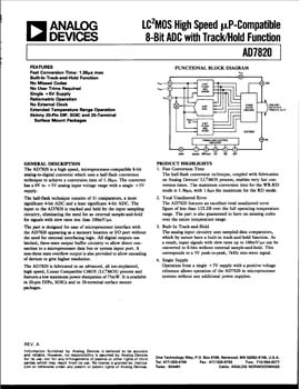 AD7820. 8-Bit, 2µS, Sampling A/D Converter
