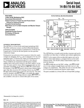 AD7849. Serial Input, 14-Bit/16-Bit DAC
