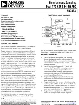 AD7863. Simultaneous Sampling Dual 175 kSPS 14-Bit A/D Converter