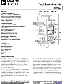 AD7877. Touch Screen Controller