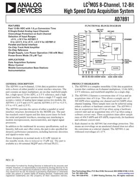 AD7891. True Bipolar Input, Single Supply, Parallel, 8-Channel, 12-Bit High Speed Data Acquisition System