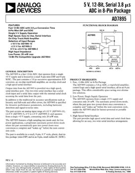 AD7895. True Bipolar Input, 5 V Single Supply, 12-Bit, Serial 3.8 µs ADC in 8-Pin Package