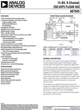 AD7949. 14-Bit, 8-Channel, 250 kSPS PulSAR(r) ADC