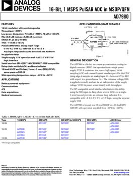 AD7980. 16-Bit, 1 MSPS PulSAR(r) ADC in MSOP/QFN