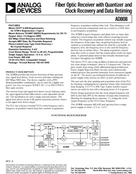AD808. 622 Mbps, Low Power, Post-Amp/Clock and Data Recovery IC