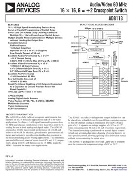 AD8113. Audio/Video 60MHz 16 x 16 Crosspoint Switch