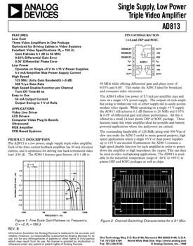 AD813. Single Supply, Low Power Triple Video Amplifier