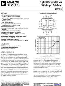 AD8133. Triple Differential Driver with Output Pulldown